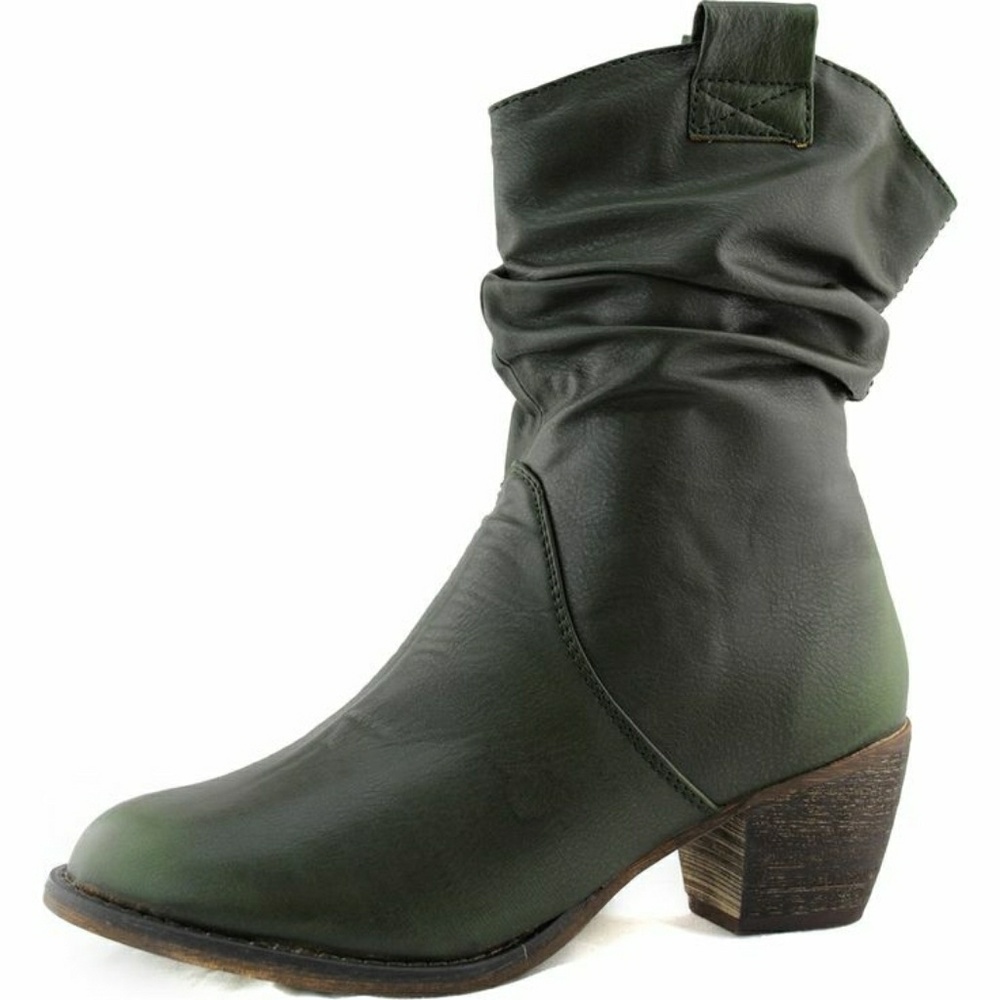 Slouchy dark green boots